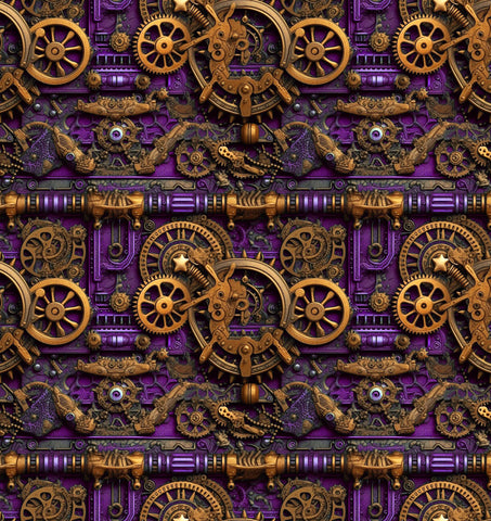 Purple Steampunk Gears Prosthetic Suspension Sleeve Cover